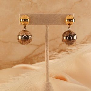 SOLD Vintage Gold Ball Dangle Earrings - Large Studs